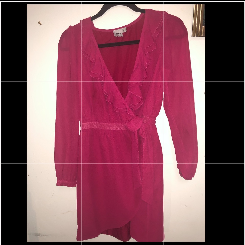 Hot pink long sleeve dress